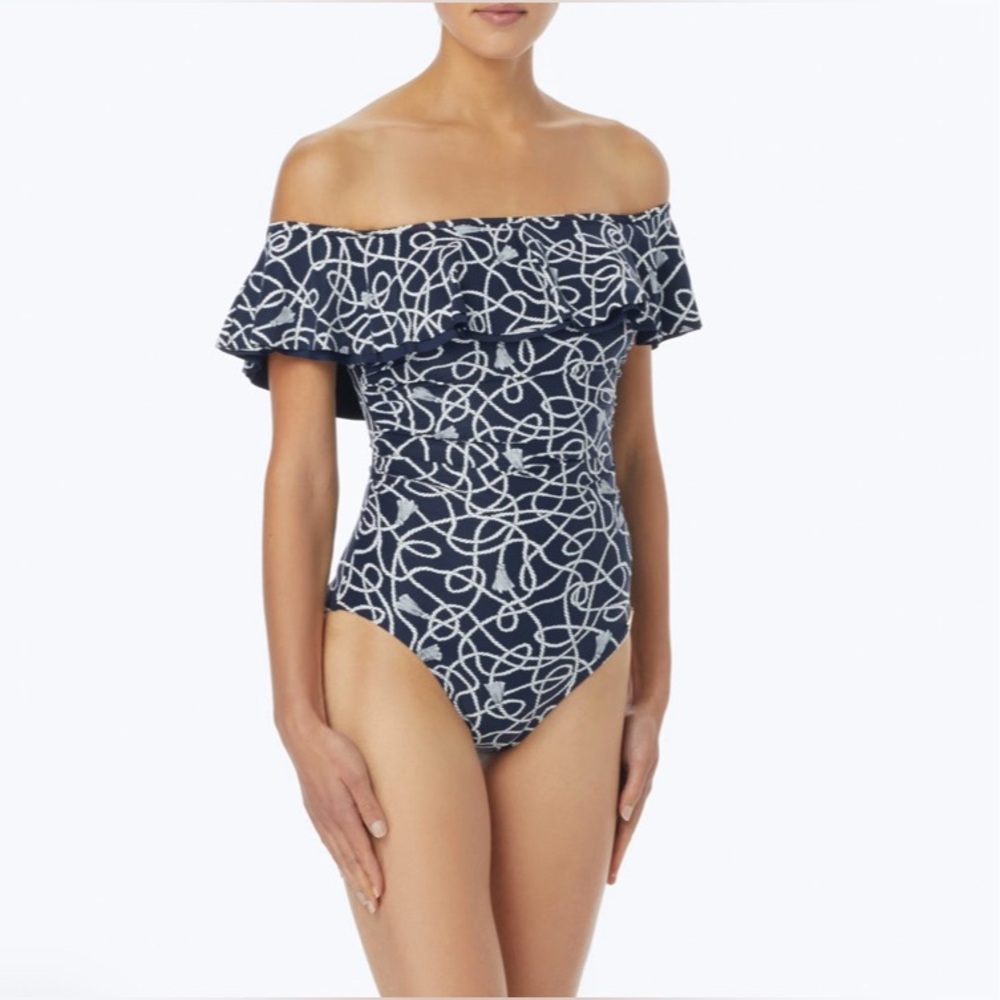 MICHAEL Michael Kors Off The Shoulder One Piece Swimsuit -
Twisted Rope
